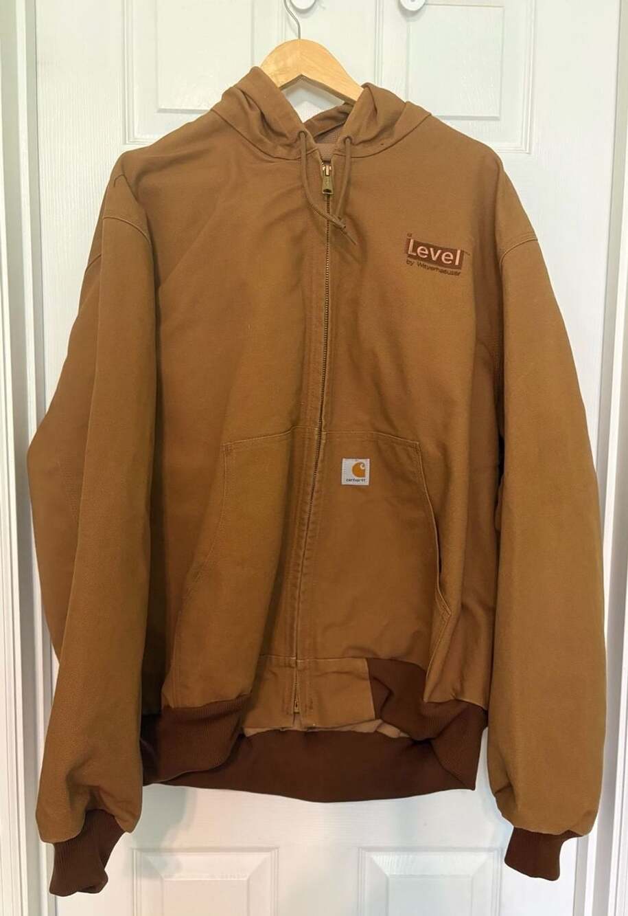 NWOT Carhartt Full Zip Hooded Jacket Brown Mesh Lined ILevel Weyerhaeuser, XL